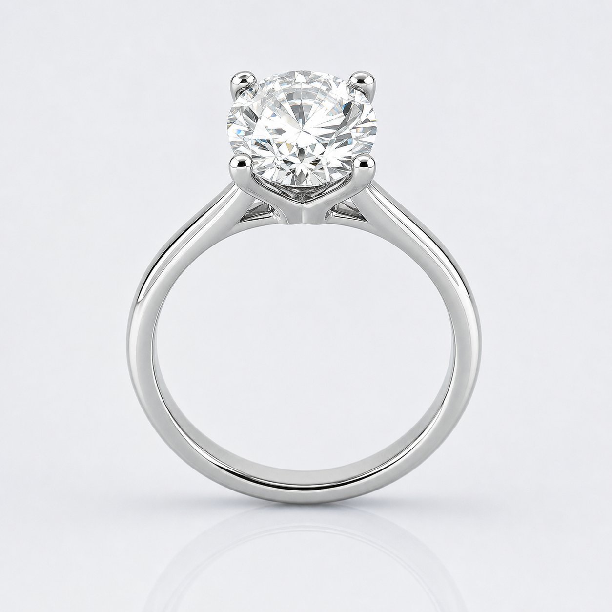Round brilliant solitaire engagement ring in white gold